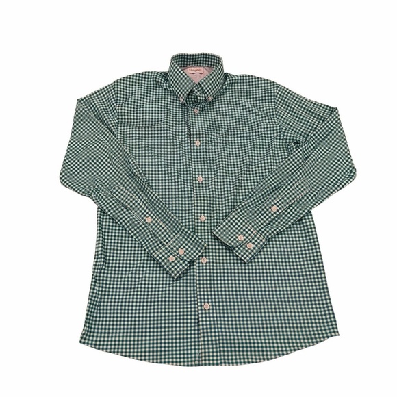 Collars & Co. Other - Collars & Co Green Gingham Dress Collar Polo Shirt Small Stretch EUC